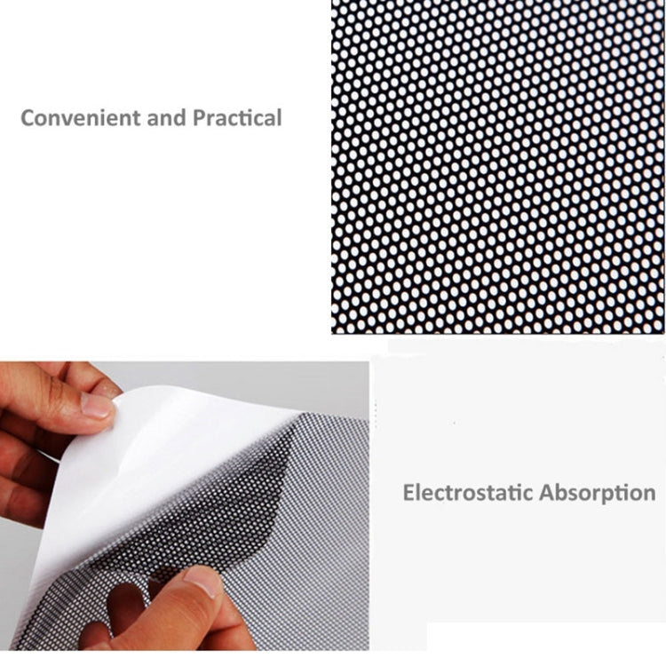 Gray perforated mesh window sticker with electrostatic absorption texture detail