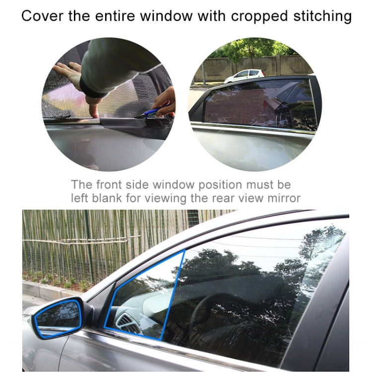 Car window shade stickers showing front-to-rear positioning on side glass