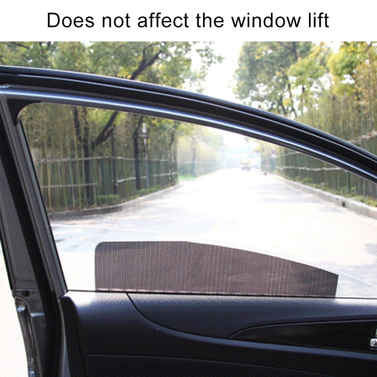 Car door window with gray mesh UV sticker placed at lower glass area
