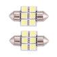 Two LED panel bulbs showing six yellow LED chips with silver metal bases