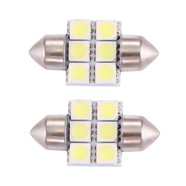 Two LED panel bulbs showing six yellow LED chips with silver metal bases