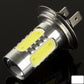 H7 LED fog light bulb with twin yellow LED modules and mounting bracket prongs