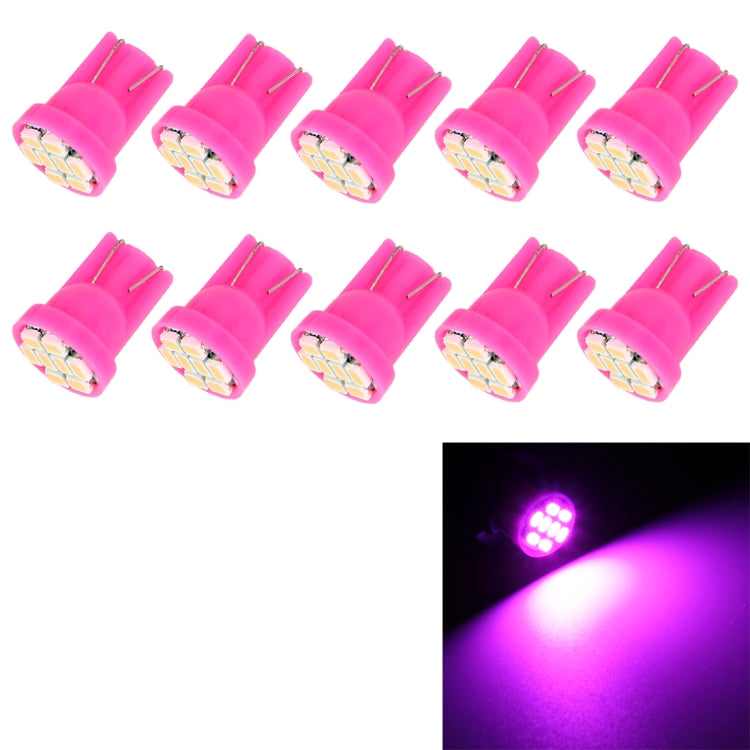 Pink T10 8-LED car signal bulbs, pink-purple LED light