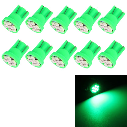 Green LED T10 car signal bulbs, 10-pack, cylindrical with prongs