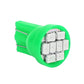 Green LED T10 car signal bulb showing multiple LED chips on base