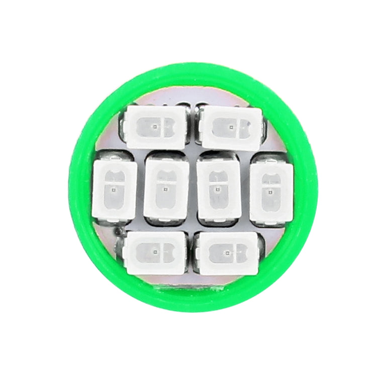 Green LED T10 car signal bulb top view with 8 LED chips