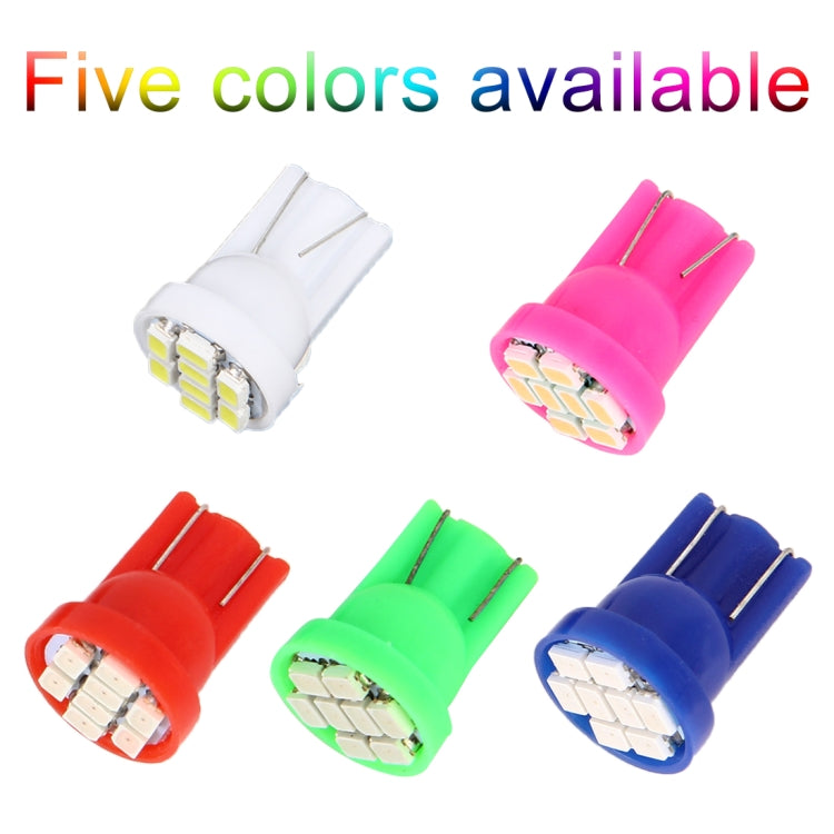 Assorted LED T10 car signal bulbs in five colors: white, pink, red, green, blue