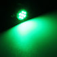 Green LED T10 car signal bulb glowing with bright LED array