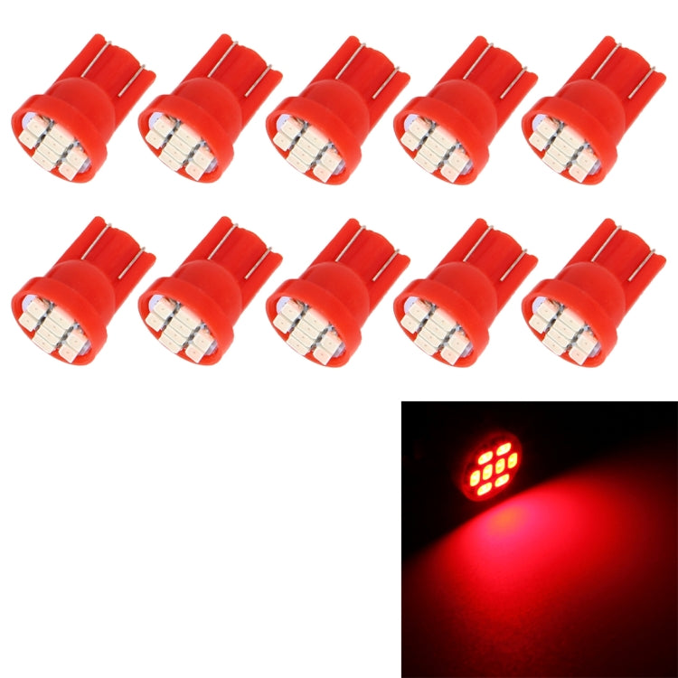 Red T10 8-LED car signal bulbs, vivid red LED light
