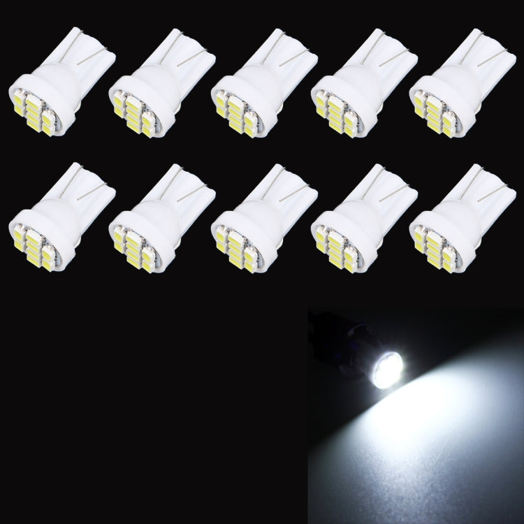White LED T10 car signal bulbs, 10-pack, plus one lit LED beam