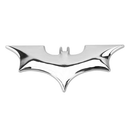 Silver 3D bat car decoration sticker with glossy black center detailing