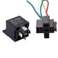 Black car relay with dual connector and visible terminal pins