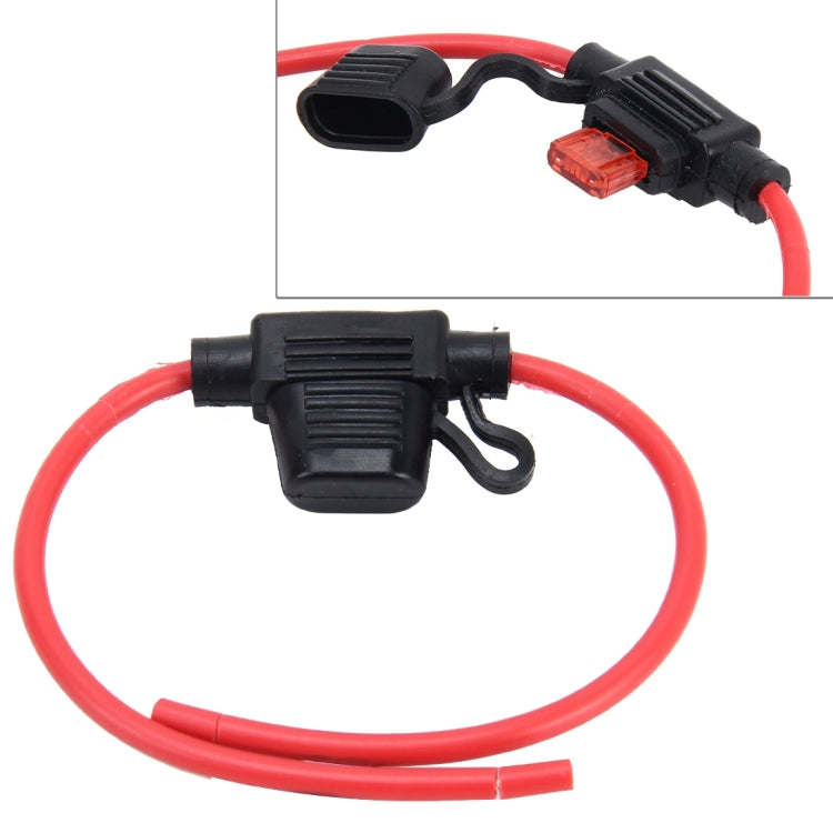 Waterproof inline fuse holder with red wire and black connectors