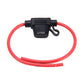 Waterproof inline fuse holder with red cable and black waterproof housing