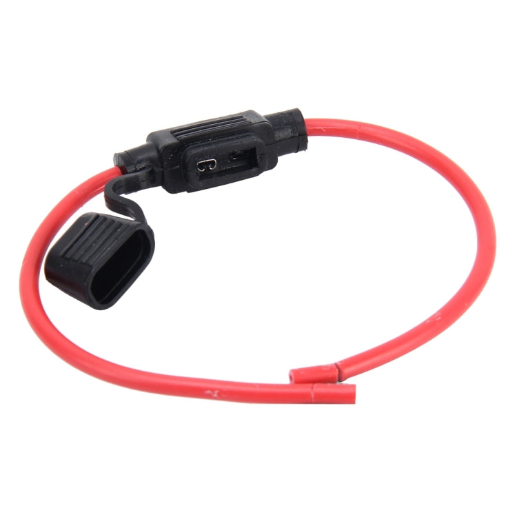 Waterproof fuse holder with red wires, black socket connectors, and terminals