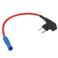 Inline fuse tap adapter with black plug end, red wire, and blue inline cap