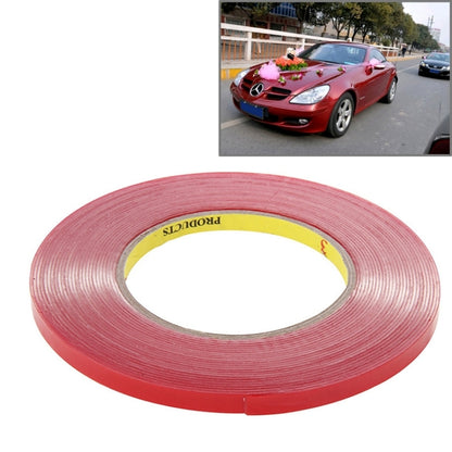 Red double-sided adhesive tape roll with inner core, 0.8 cm wide