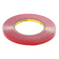 Red double-sided adhesive tape roll, 0.8 cm wide, full spool view