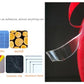 Red double-sided adhesive tape roll with material-compatibility icons