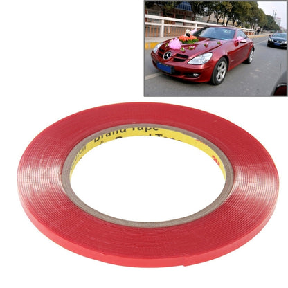 Red double-sided adhesive tape roll with clear center liner, wide 0.6 cm