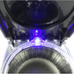 Close-up of LED-lit interior inside an ashtray, with blue light glowing at the rim