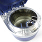 LED ashtray interior view with circular metal tray and clear outer rim in blue shell