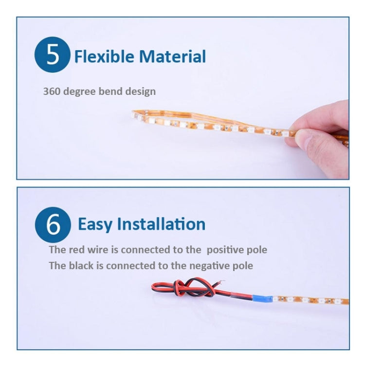 Flexible 360-degree bend LED car strip light with hands holding the strip edge