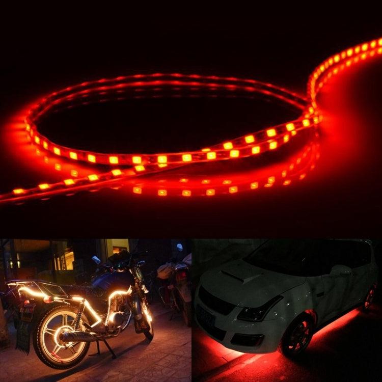 Flow style LED car strip lights, red glow, flexible waterproof strips