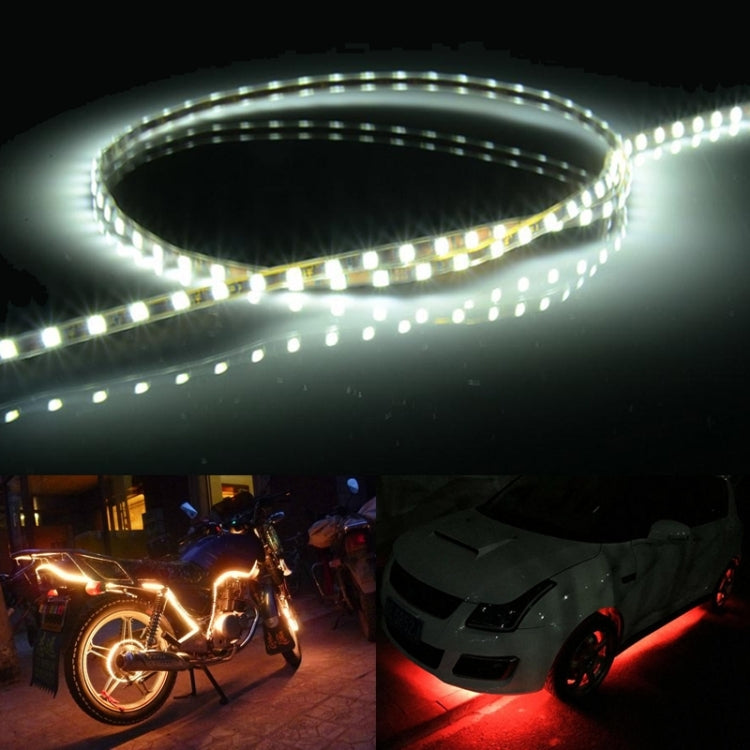 Flow style LED car strip lights, white glow, flexible waterproof strips