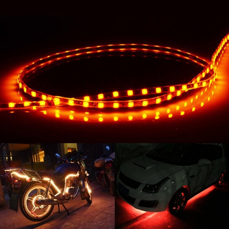 Flow style LED car strip lights, yellow glow, flexible waterproof strips