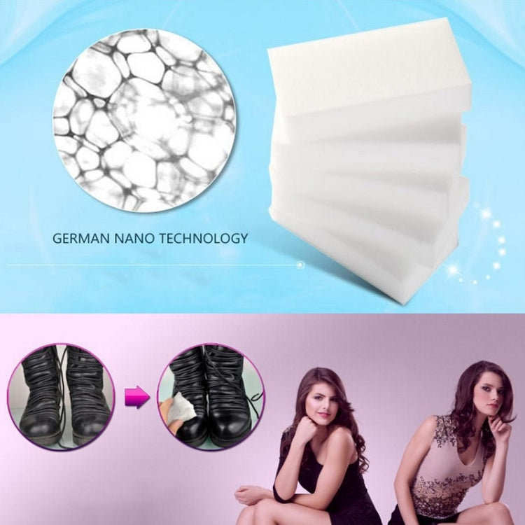 White nano cleaning sponge blocks with honeycomb texture close-up.