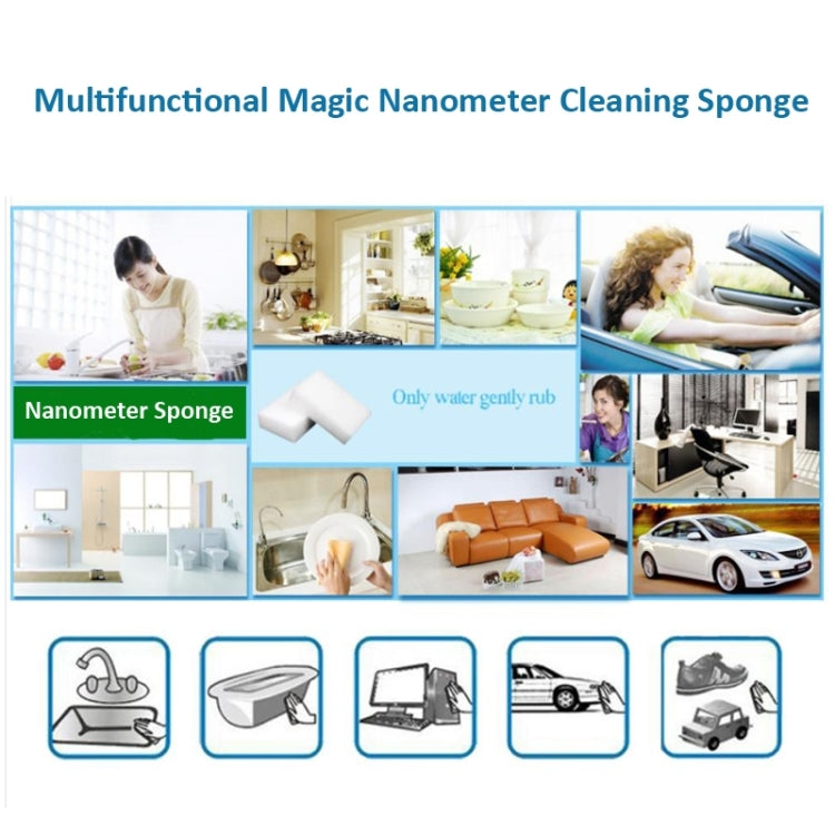 White cleaning sponge shown on a multi-use cleaning chart.
