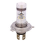 H4 LED headlight bulb with cylindrical lens and two exposed mounting prongs