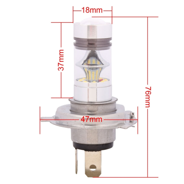 H4 LED headlight bulb with size dimension markings (18mm, 47mm, 37mm)