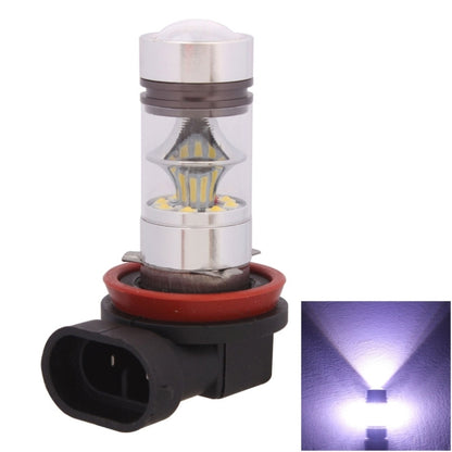 H11 LED fog light bulb with clear lens, silver housing, and black connector base