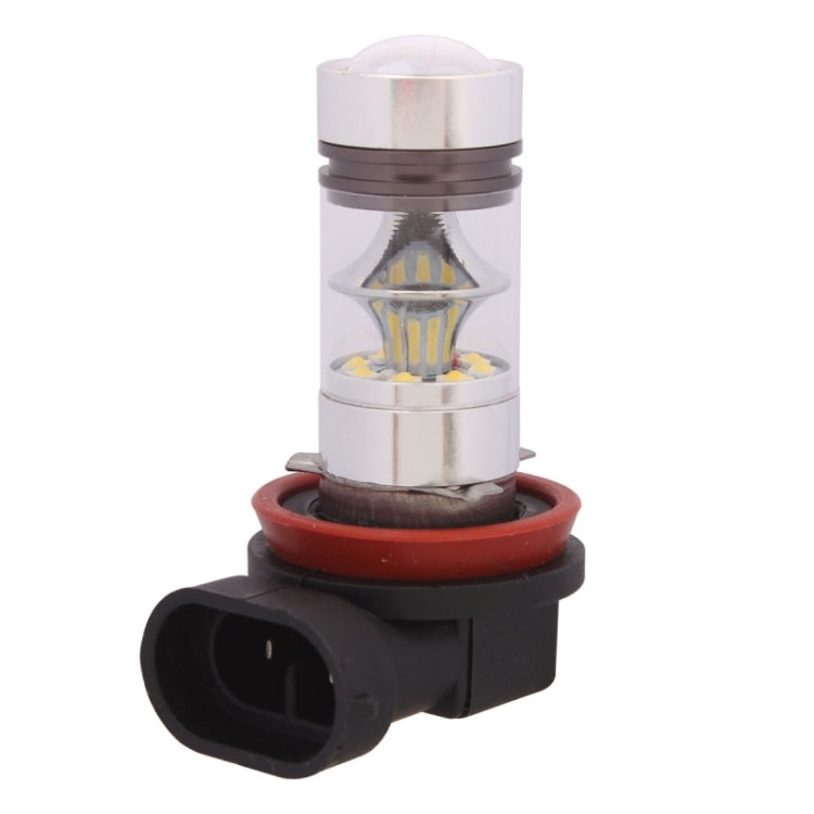 H11 LED fog light bulb with clear lens and visible yellow LED chip inside