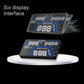 Car GPS HUD display unit showing glowing speed readings on six display interface