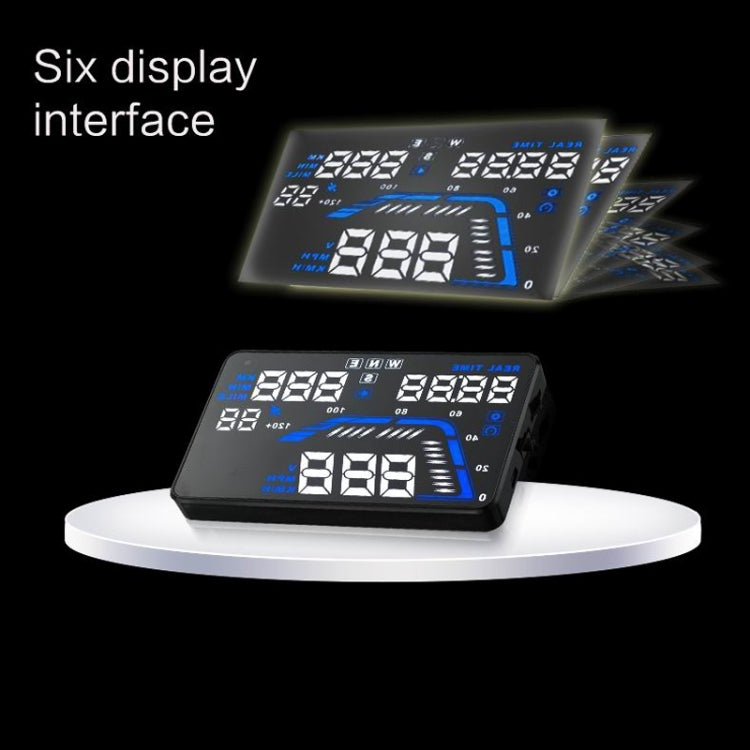 Car GPS HUD display unit showing glowing speed readings on six display interface