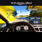 Car HUD GPS display projecting speed data overlay toward the windshield