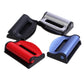 Color set of car seat belt adjuster clamps: red, blue, black, and silver