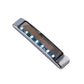 Solar LED anti-collision decorative light bar with blue-green glowing LEDs in chrome housing