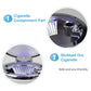 Close-up of open black diamond-pattern car ashtray with glowing blue LED ash holder