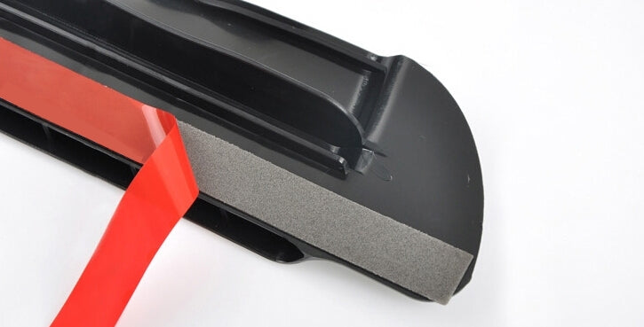 Flexible rain shield for a car rearview mirror, black outer cover and gray insert