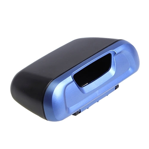 Blue and black mini car storage bin with wide opening on top