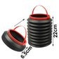 Collapsible black car container with red rim and handle; shown with 22cm height