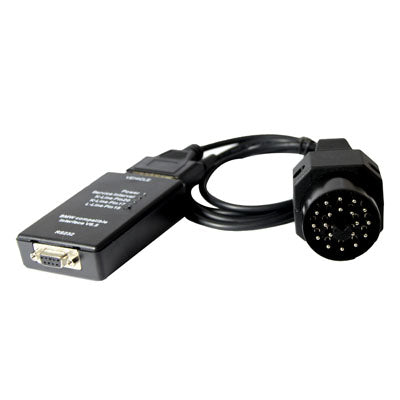 RS232 diagnostic adapter with 9-pin connector and round multipin cable head