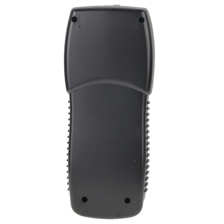 Back view of black handheld OBD2 CAN code reader with vented sides