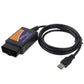 OBD-II USB diagnostic interface with molded cable and USB plug