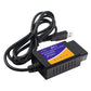 OBDII USB diagnostic interface with USB connector cable, black housing