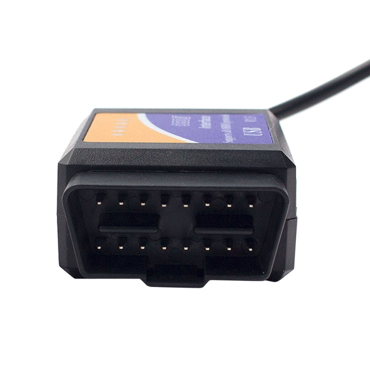 OBDII USB diagnostic adapter with OBDII plug end and cable, black